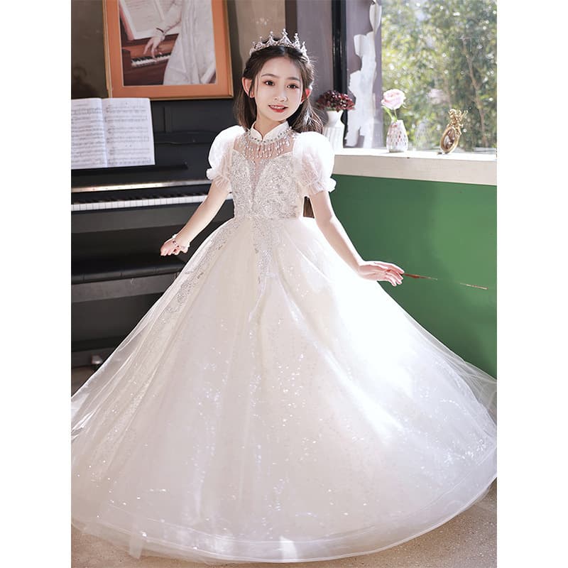 Children's dress princess dress girl French flower girl wedding dress birthday tutu skirt girl host piano performance costume