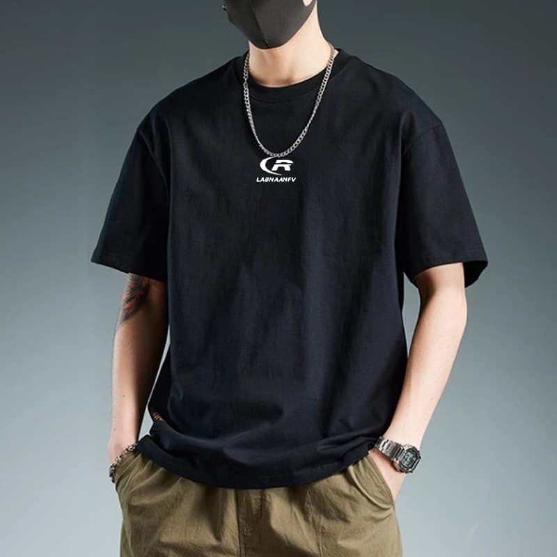 Men's 100% Cotton Short Sleeve T-Shirt 2025 New Summer American Style Ins Print Loose Fit Round Neck Top