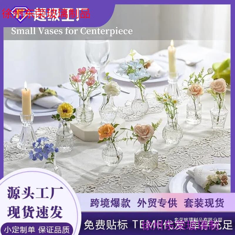 Amazon's Popular Small Vase Set, European-Style Ins-Style Vase for Flower Arrangement, High-End Decoration for Living Room and Kitchen
