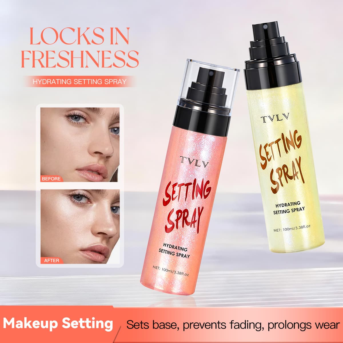 Cross-border TVLV Hydrating Setting Spray Quick Film Formation Fine Mist Moisturizing Clear Long-lasting Makeup