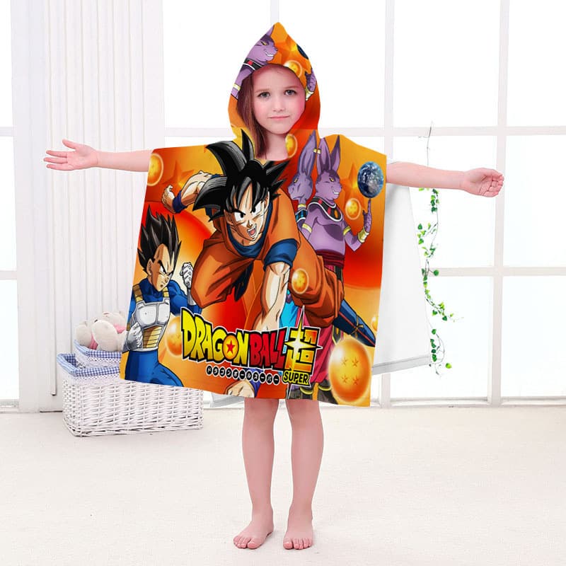 Cross-border Children's Bathrobe Dragon Ball Home Bath Wearable Towel Cotton Hooded Cape Bath Towel Beach Towel