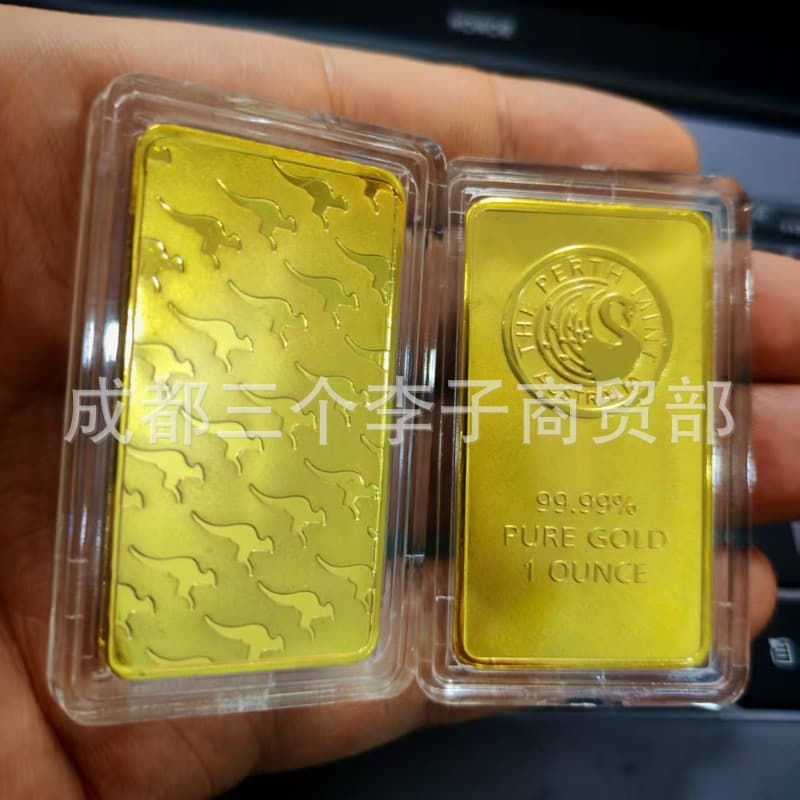 Foreign trade gold bar simulation Australian gold bar swan gold-plated gold bar one ounce square iron gold-plated commemorative medal
