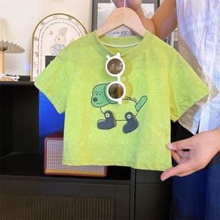 [3D Plush Toy] Children's Short Sleeve Cotton Undershirt, Boys and Girls Summer Loose Korean Style Toy T-Shirt