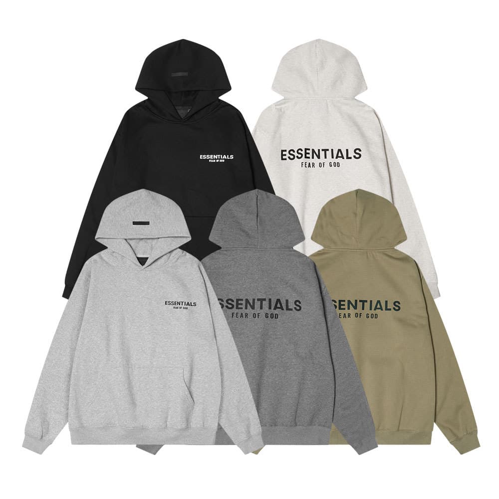 American Streetwear Brand FOG New Style Silicone 3D Letter ESSENTIAL Pullover Hoodie Autumn Winter High Street Hooded Sweatshirt