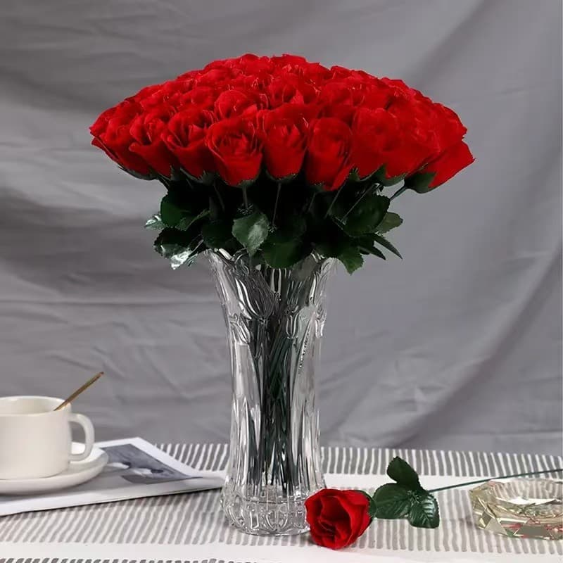 Artificial Rose Bouquet Silk Flowers Living Room Table Decoration Plastic Fake Flowers Wedding Stage Roses Artificial Flowers