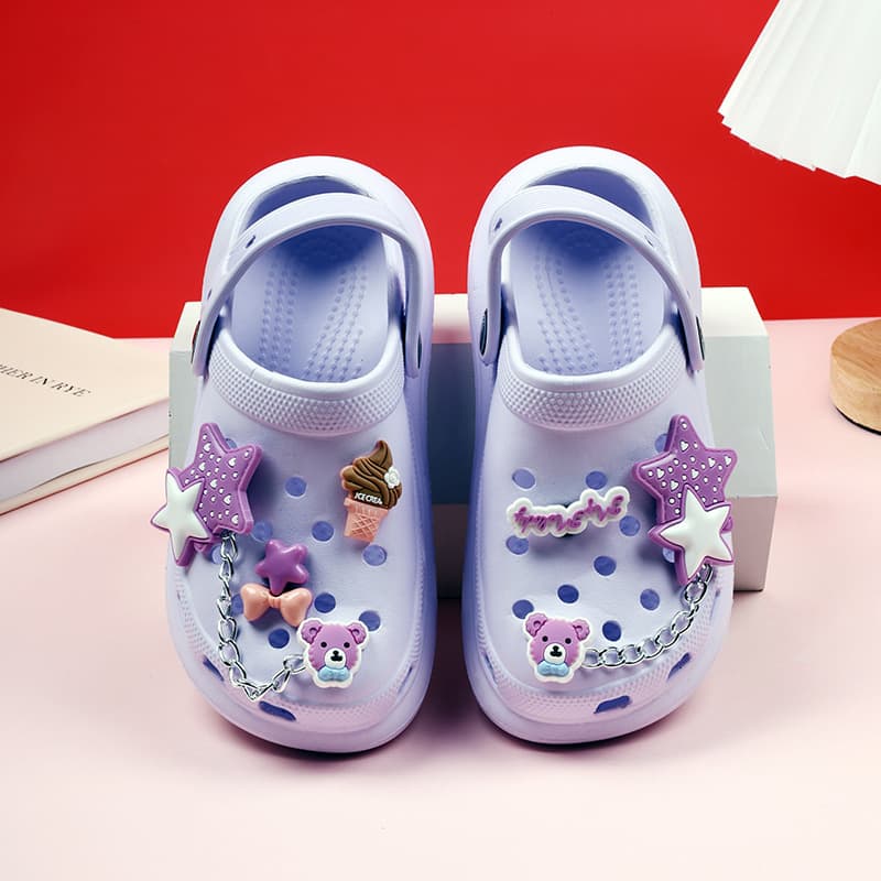 Children's Cartoon Star Pattern Clog Sandals, Kids' Closed-Toe Slippers, Summer Outdoor & Indoor Non-Slip Baby Sandals