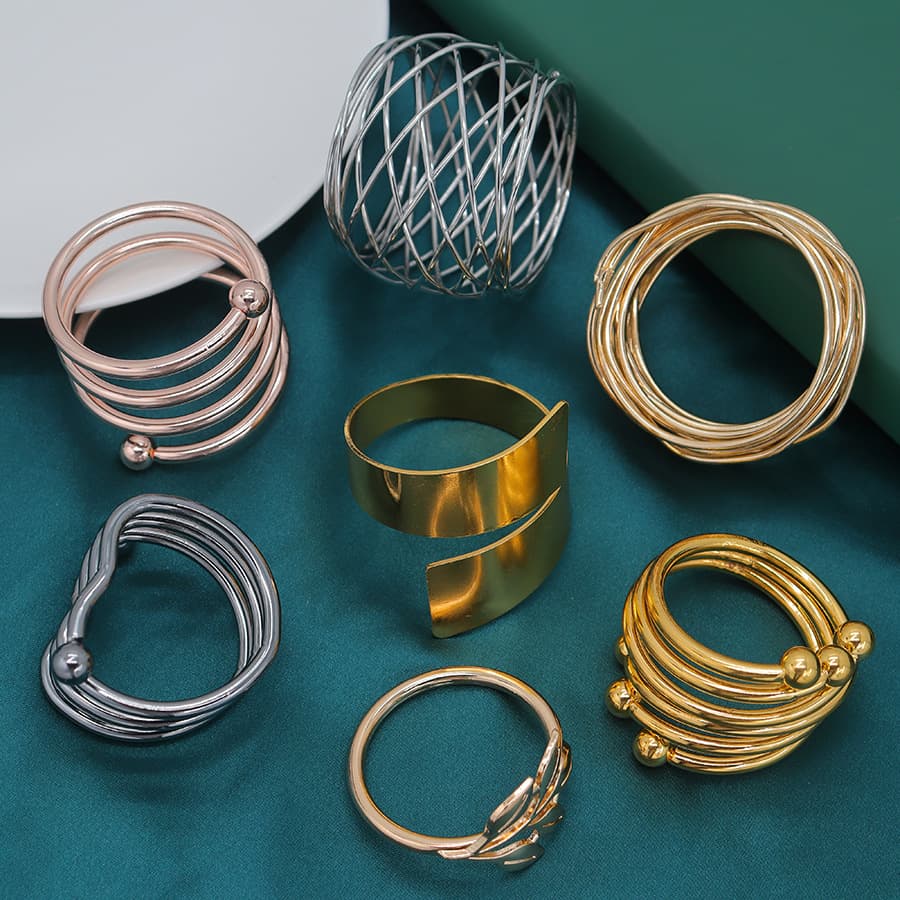 Cross-border hot-selling European and American metal napkin rings, restaurant table towel buckles, hotel wedding spring napkin rings