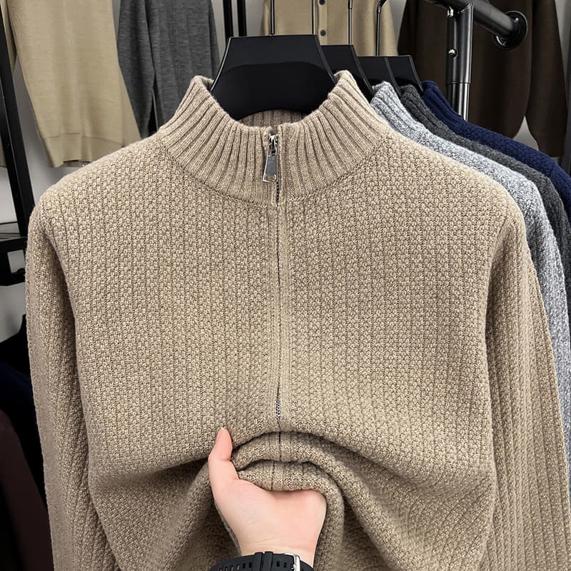 Anti-pilling thickened sweater men's knitted cardigan jacket autumn and winter new cold-resistant warm simple fashionable men's jacket