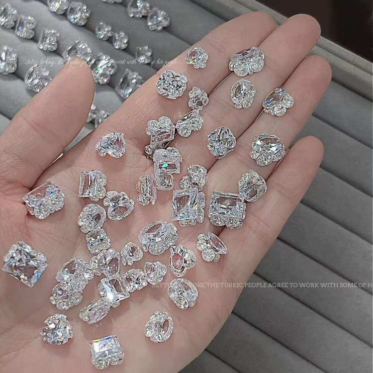 Nail Art Diamond Ornaments Stacked Diamond Balls Nail Art Ornaments Flash Pillow Fat Cube Rock Sugar Special Shaped Stacked Diamonds Nail Art Ornaments