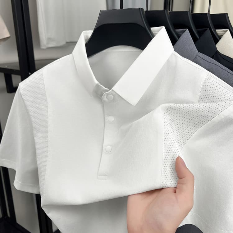 New Summer Men's Short-Sleeve Polo Shirt with Collar, Solid Color, Middle-Aged Fashion, Drop Shipping
