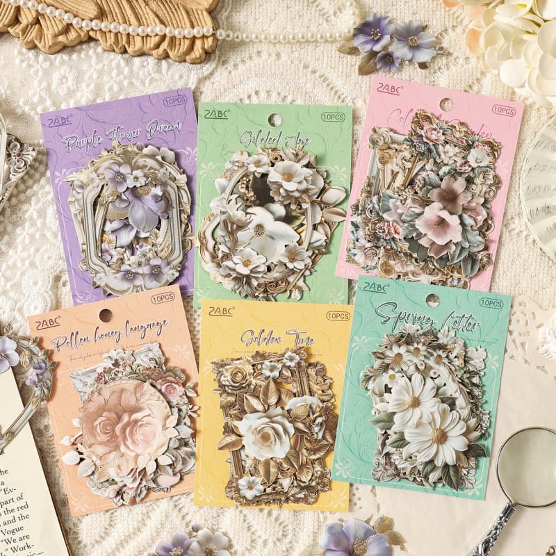 Yuezhen Cultural and Creative Stickers Flower Shadow Floating Dream Handbook Stickers Handbook Stickers diy Handbook Materials Cross-border Hollow Stickers