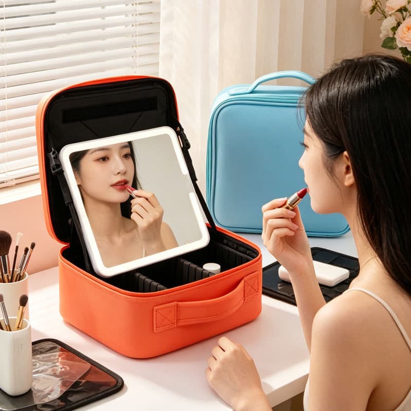Led Lighted Makeup Bag with Mirror, Large Capacity Makeup Bag, Professional Makeup Artist Tattoo and Nail Artist Tool Storage Bag