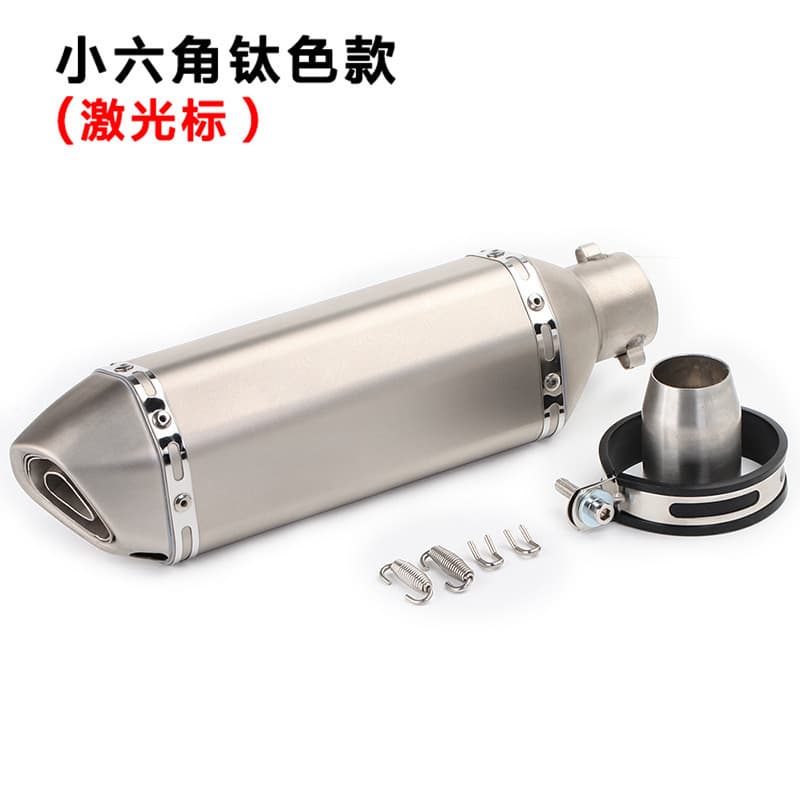 Motorcycle Exhaust Pipe Modified Small Hexagonal Titanium Imitation Universal Fit Stainless Steel 30mm Diameter 30mm Length