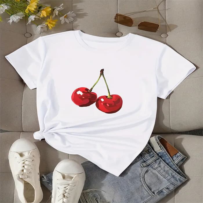 Cross-Border In-Stock European and American Amazon New Printed T-Shirt, Round Neck, Loose Fit, Plus Size, Short-Sleeved Casual Women's T-Shirt Top