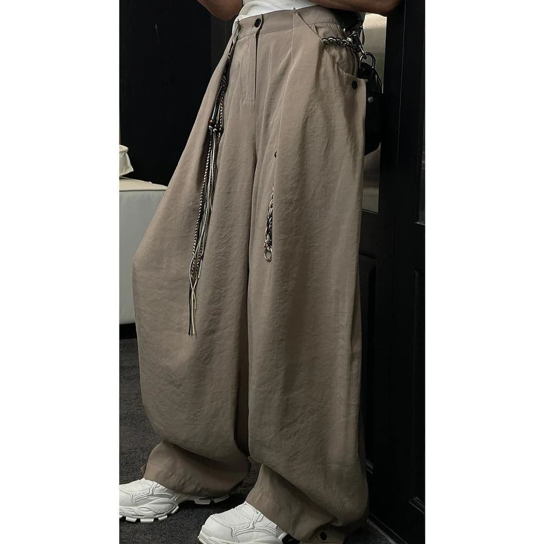 Summer New Trendy Retro 3D Cut Design Versatile Loose Drape Wide-Leg Men's Casual Trousers