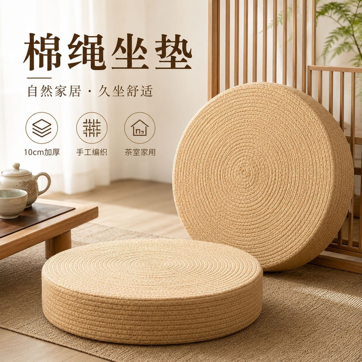 Japanese futon cushion on the floor living room balcony bay window tatami home thickened worshiping Buddha sitting pillar meditation meditation cushion