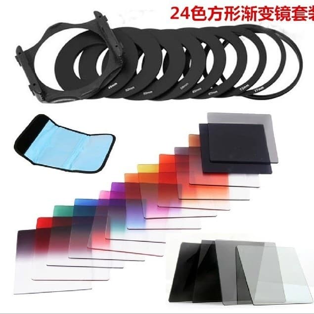 In-Stock 24-Color Square Graduated Filter Set Slot-In Square Filter Graduated Filter DSLR Camera Slot-In Type