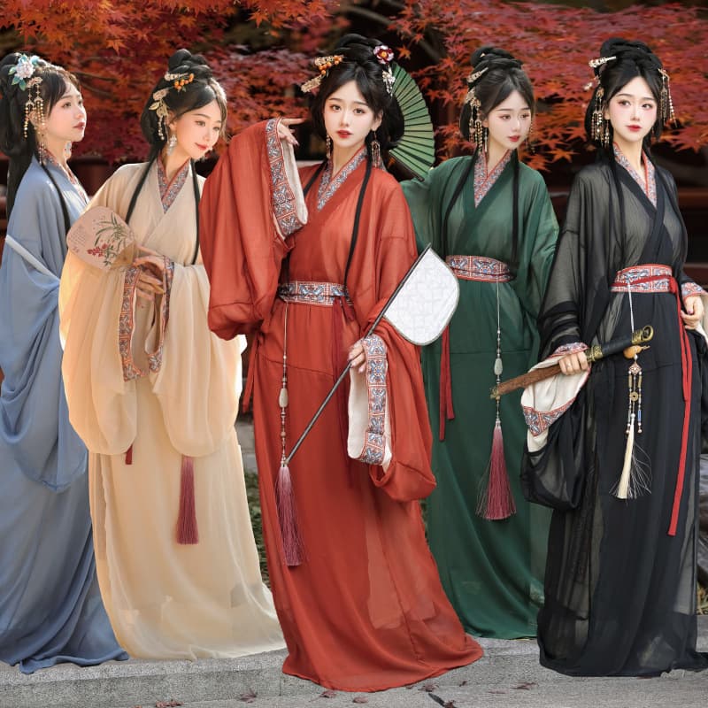 New Dream Realm Warring States Robe Mashan Chu Tomb Restoration Daily Straight Hem Adult Hanfu Women's Trailing Large Volume Straight Hem