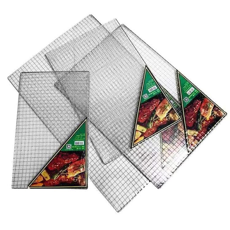 Outdoor Stainless Steel Barbecue Grill Net Rectangular Fish Roasting Net Small Square Grid BBQ Mesh Home Garden Cooking Tool