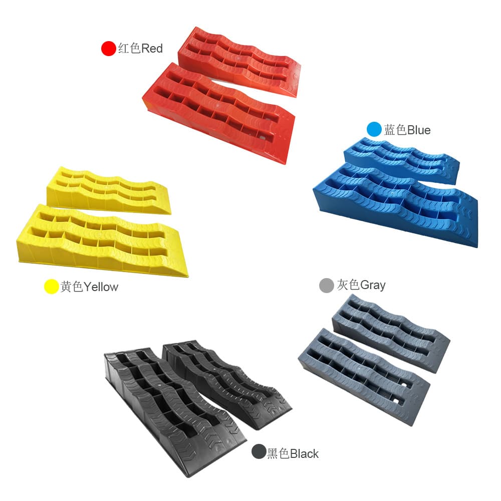 In-stock, free shipping plastic car/RV three-step parking curb, ramp tire pad, step mat.