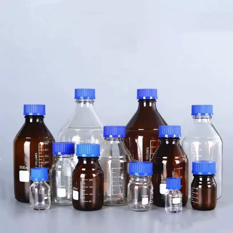 Factory Supply Blue Cap Reagent Bottle Laboratory Supplies Light-Resistant Brown Glass Reagent Bottle Thickened Glass Bottle Aluminum Cap