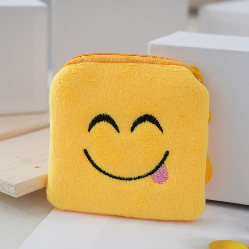 Creative Cartoon Cute Small Bag, Smiley Face Bag, Emoji Pattern, Zipper, Universal Embroidered Coin Compartment