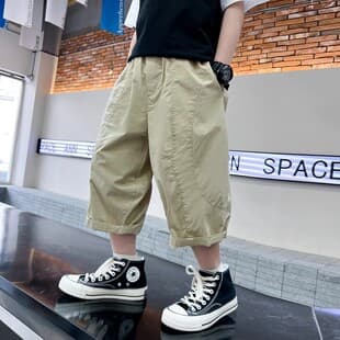 Kids Solid Color Casual Capri Pants Summer 2025 New Boys Pants Thin Sports Pants for Older Boys Trendy