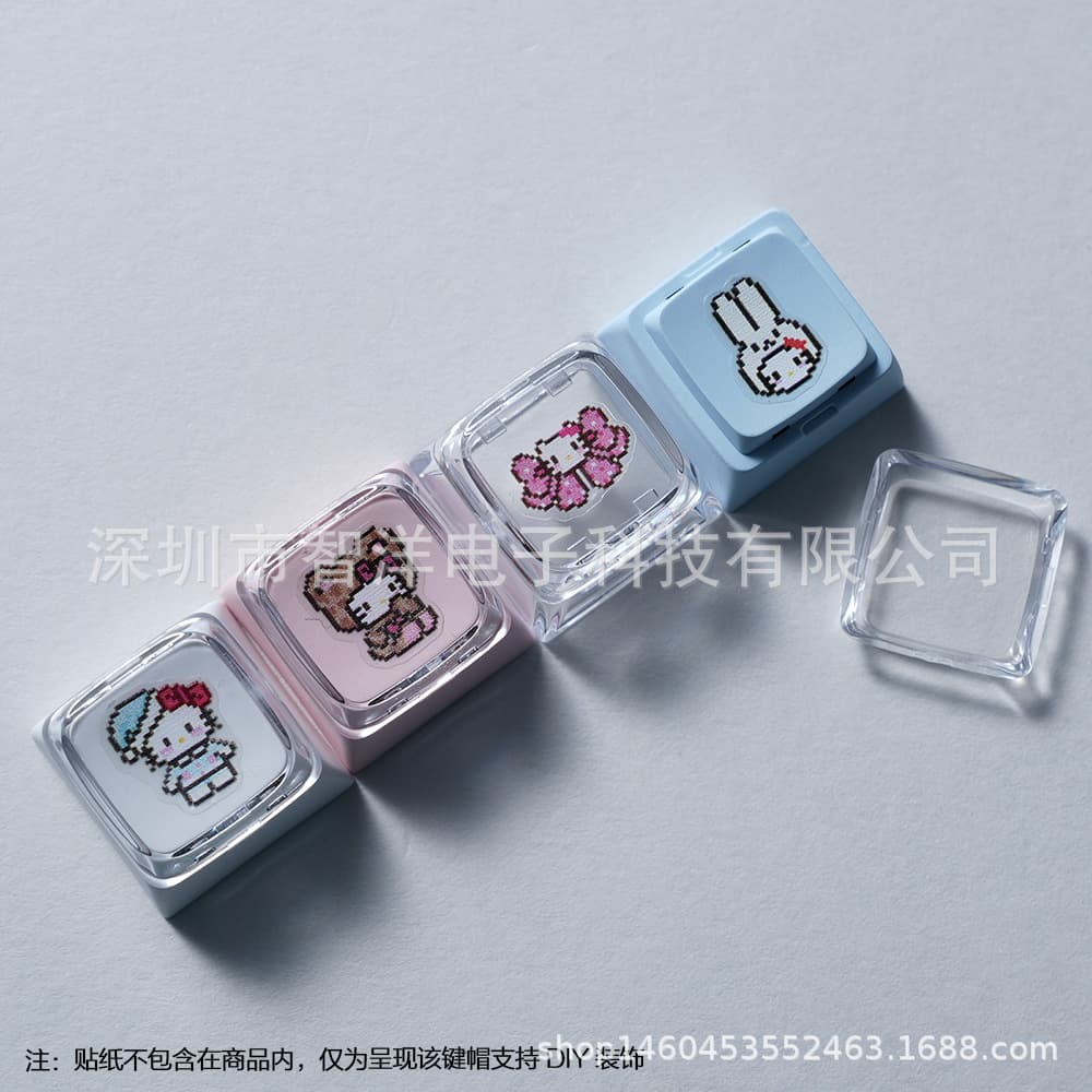 XDA Cap Double Layer Keycap Custom Keycap for DIY Mechanical Keyboard 1U White Pink Cross Shaft
