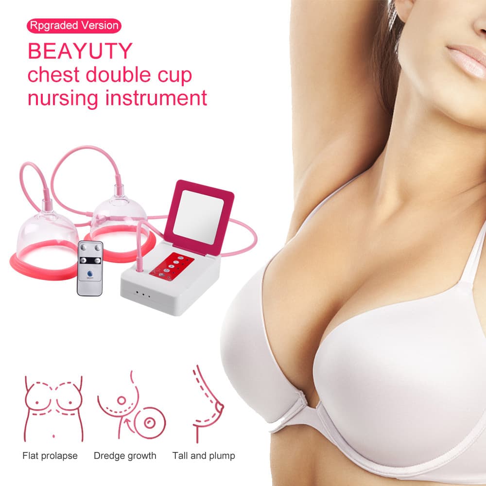 Breast Enlargement Device with Negative Pressure Vacuum Dual-Cup Massager for Sagging Busts, Shaping, Lifting, and Charging