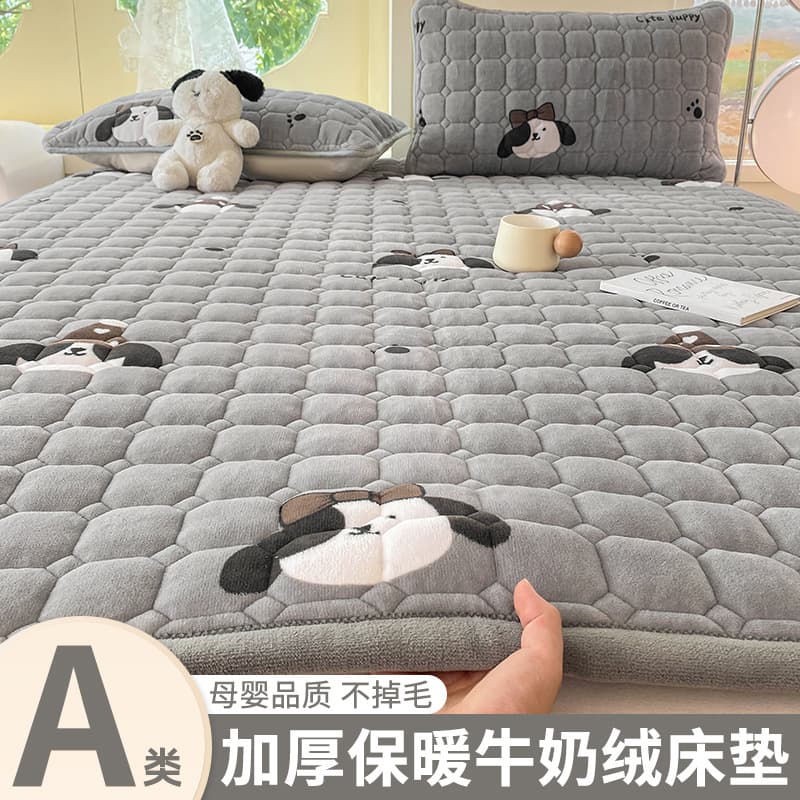 Winter milk fleece mattress thick warm bed sheet single piece soft pad bed underpad winter coral fleece tatami