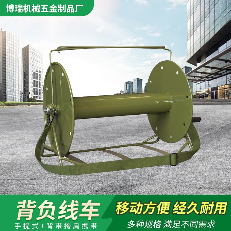 Reel winding cart, take-up reel, winding cart, cable rack, take-up winder, hand-cranked pay-off frame, backpack wire trolley