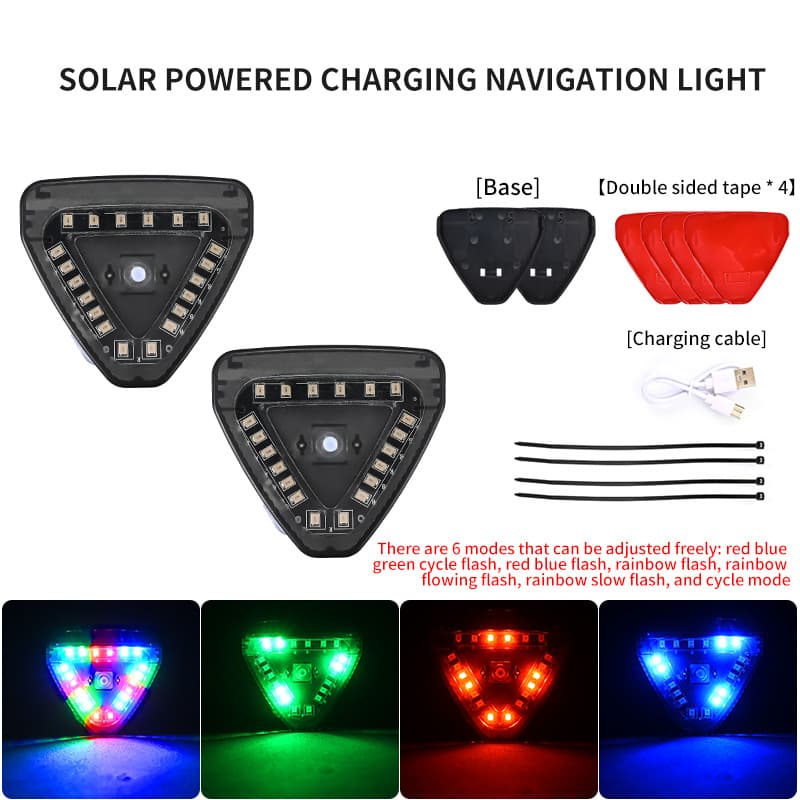 Source Automotive Motorcycle Solar Wireless Navigation Light LED Warning Light Flashing Warning Light Cruise Navigation Light