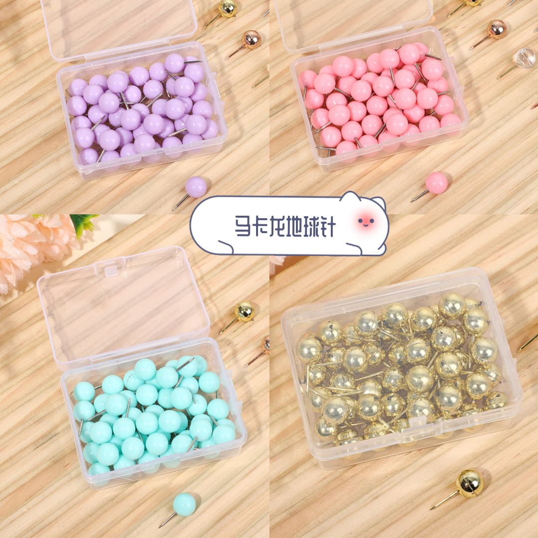 9.5mm diameter macaron-colored globe pins, colorful candy-colored fishing tackle pins, stainless steel thumbtacks