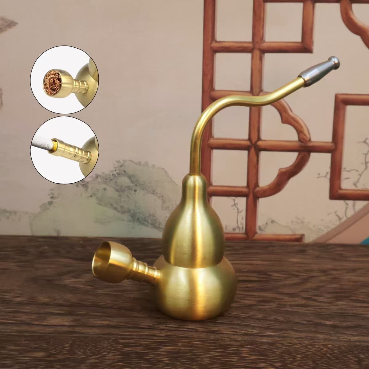Dinghao Brass Gourd Hookah Dual-Use Water Filter Brass Hookah Four-in-One Metal Hookah for Men