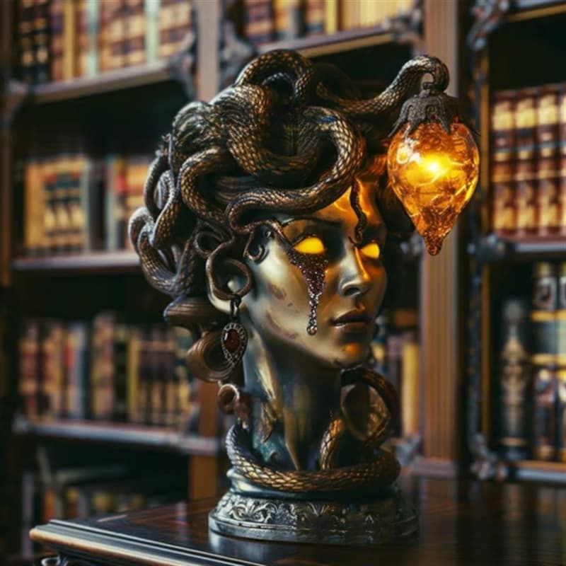 Cross-border Medusa Table Lamp Statue Mythical Monster Gothic Resin Ornament