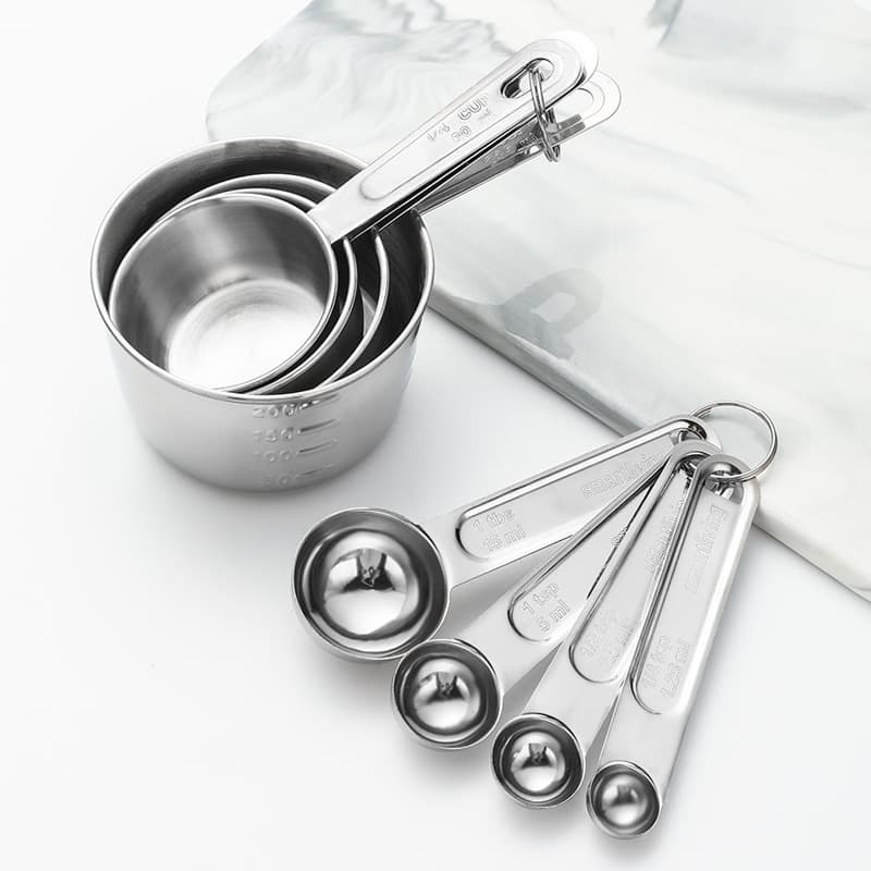 Stainless Steel Measuring Cup Spoon Kitchen Gadget Coffee Seasoning Hotel Baking Factory Graduated Measuring Spoon Set of 4 or 8