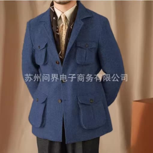 New Men's Herringbone Suit Jacket Casual Blazer for Cross-Border Trade Amazon Europe America