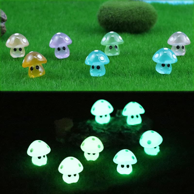 Miniature landscape ornaments, 5-point glow-in-the-dark mushroom elf figurines, simulated resin crafts, landscaping ornaments, decorations.