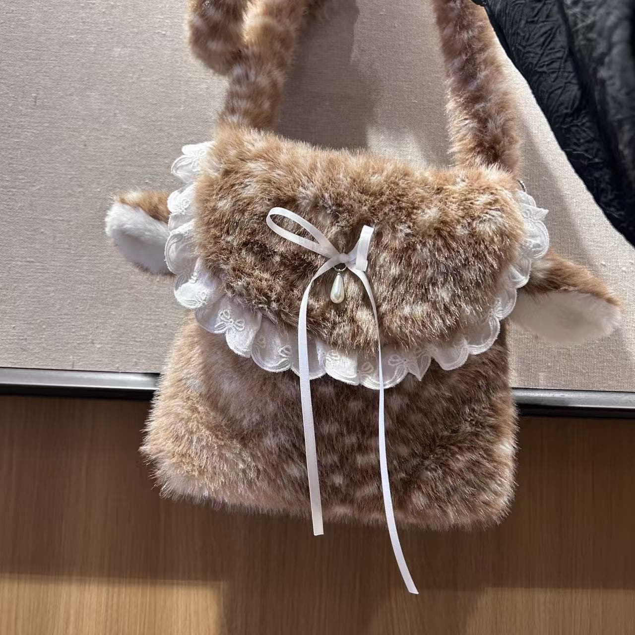 Winter Japanese-Style Cute Girl Fuzzy Bag New Plush Fawn Crossbody Bag Cute Korean-Style Women's Bag