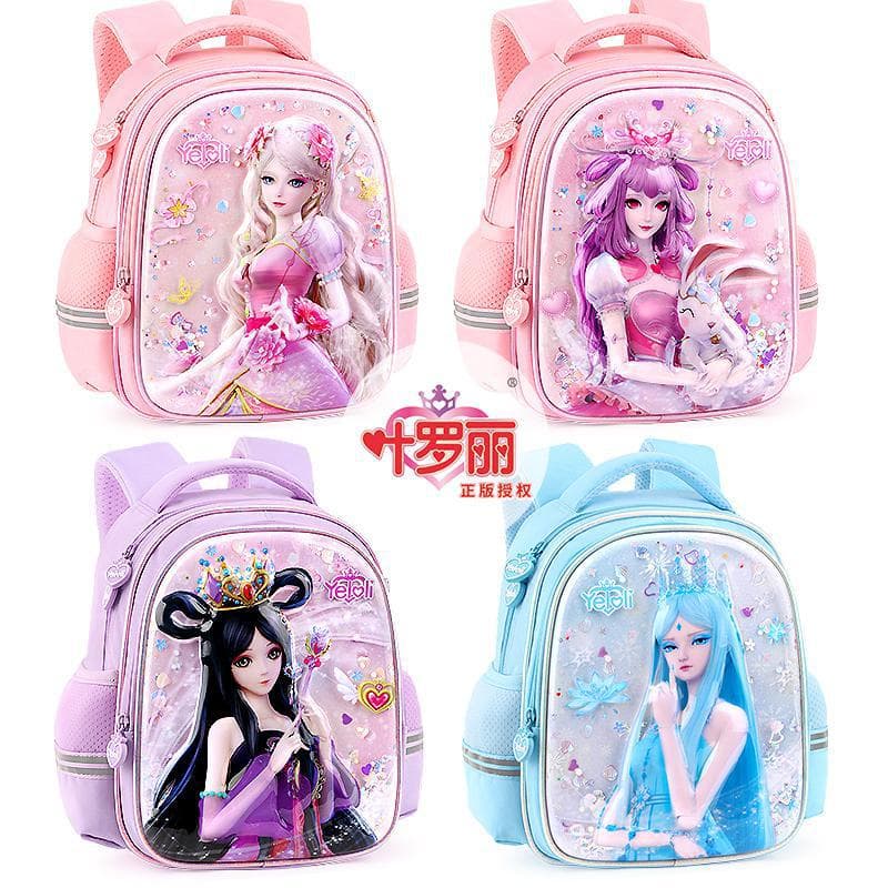 Kindergarten Backpack for Girls, Ice Princess 3D Design, Preschool Children's Trendy Double-Shoulder Bag