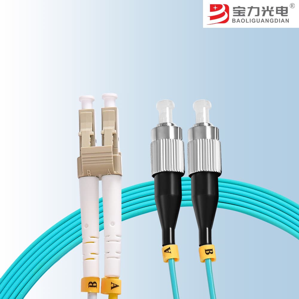 Baoli Optoelectronics Low Smoke Zero Halogen Telecom Grade Multimode 10G LC-FC Small Form Factor to Round 2.0 Pigtail Fiber Optic Patch Cord