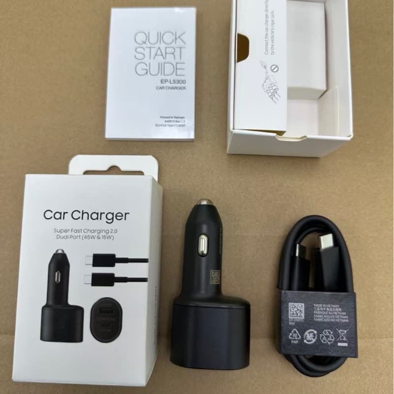 Compatible with Samsung 45W Car Charger S23 S24 Ultra S25 Super Fast Charging 2.0 Original Car Charger 5A Cable