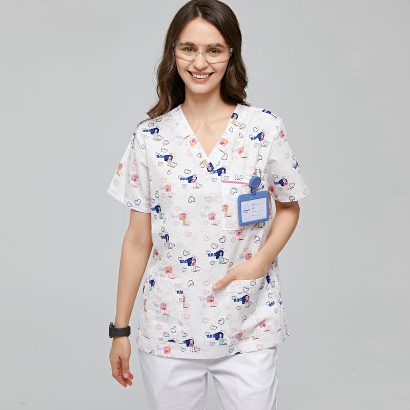 Special Offer New Printed Scrubs Nurse Doctor Workwear Dental Pediatric Clinic Uniform Comfortable Men Women