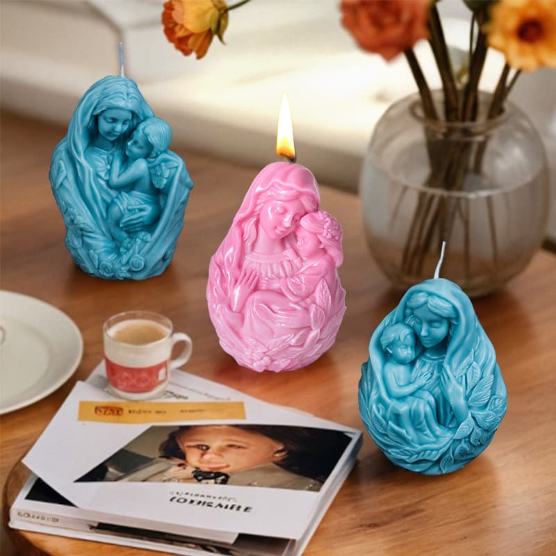 Sanxin Mother and Child Aromatherapy Candle Silicone Mold Figurine Thanksgiving Candle Mold Decoration Cross-border