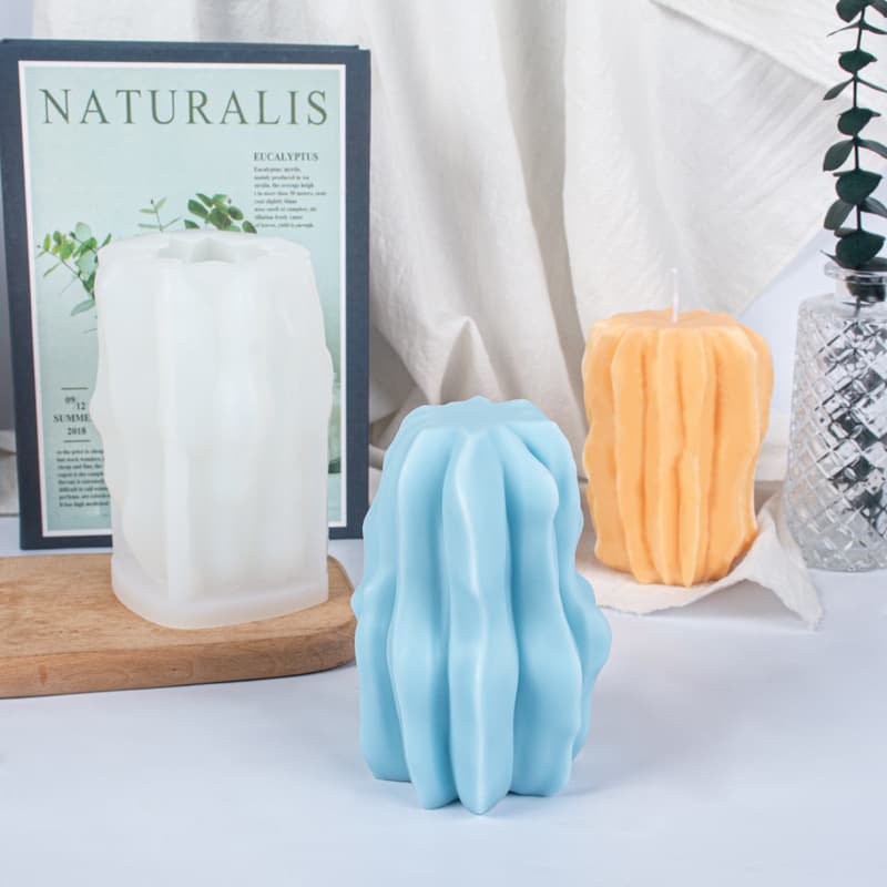 Sanxin New Cylinder Striped Candle Mold DIY Gypsum Aroma Cactus Silicone Candle Mold