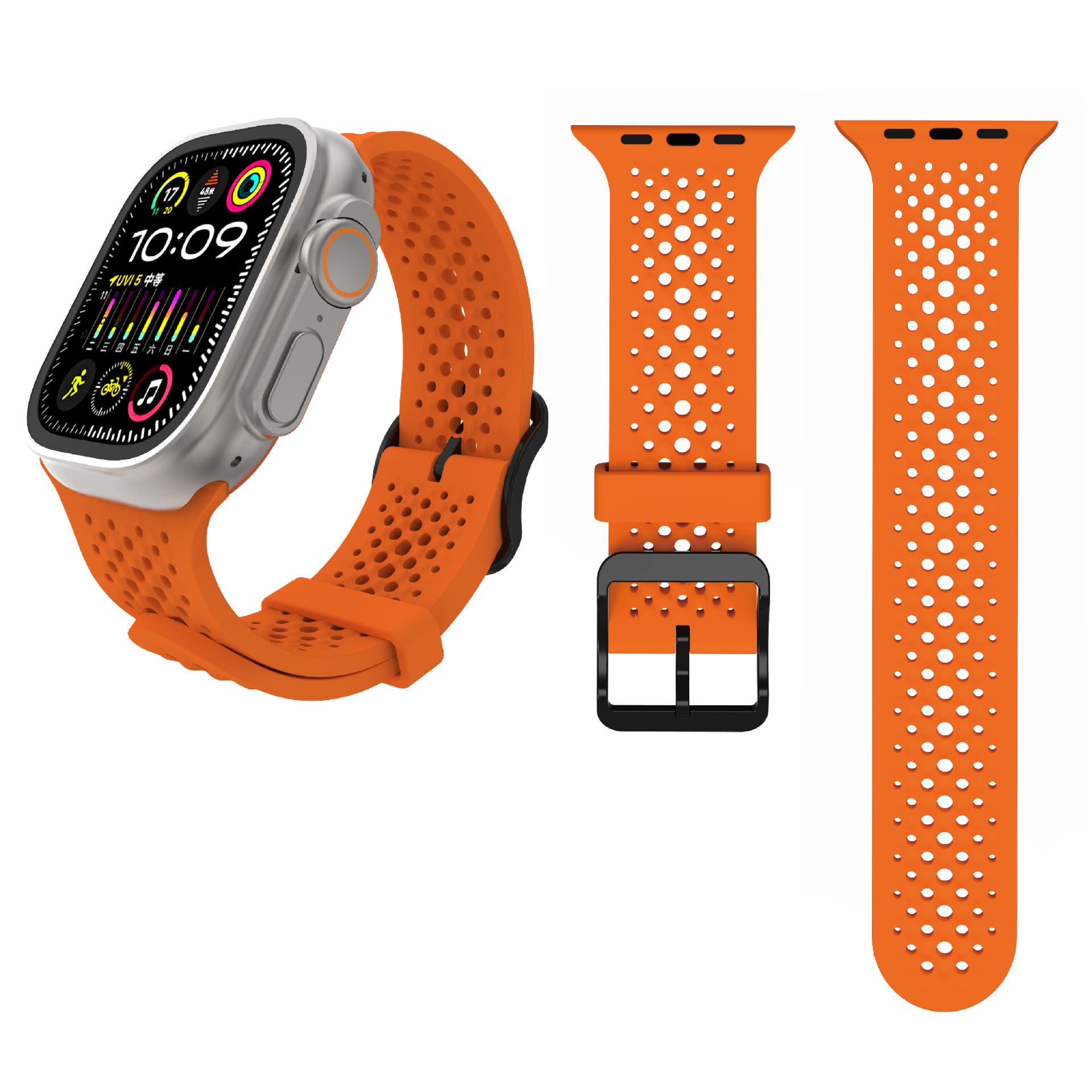 Compatible with Apple Watch Ultra 9/8/7/6/5/4/3/2/1/0/SE Xiaomi Hole Breathable Silicone Strap New
