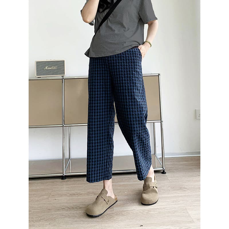 Autumn/Winter Thickened Fleece-Lined Maternity Straight-Leg Plaid Pants, Summer Thin Maternity Pants, High-Waist Support Maternity Pants