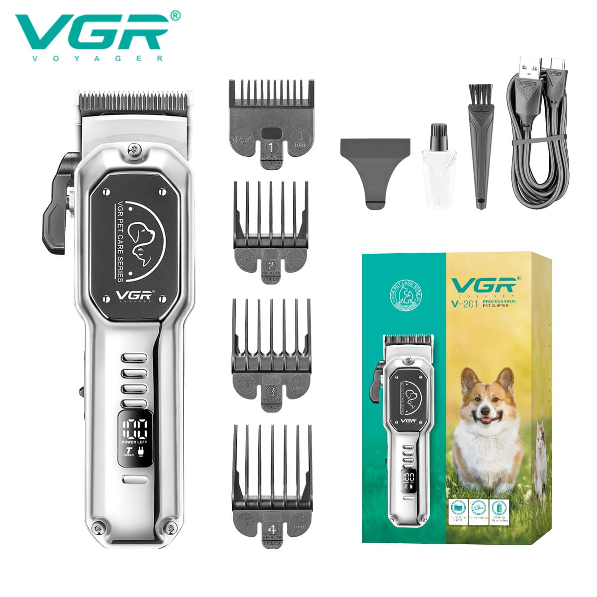 VGR201 New Cross-border Hair Clipper Pet Shaver Electric Trimmer Professional Cat Dog Electric Clipper