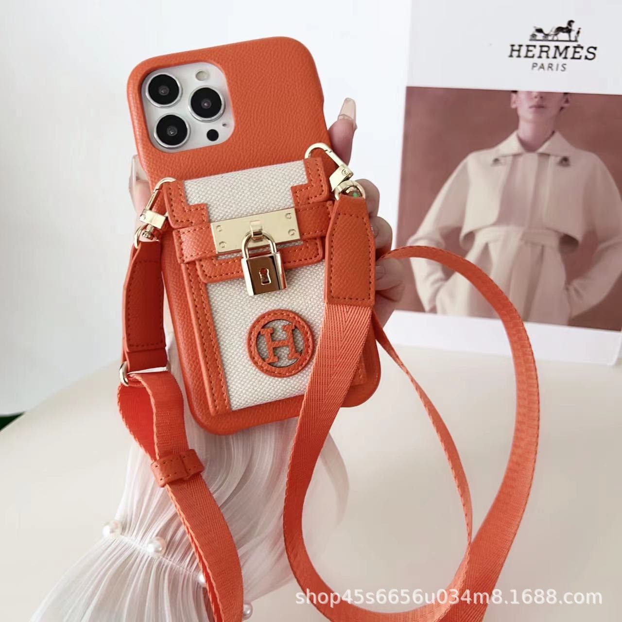 Big Brand Apple 17 Pro Max Phone Case with Diagonal Card Slot for iPhone 16/15/14/13/12 Leather Case