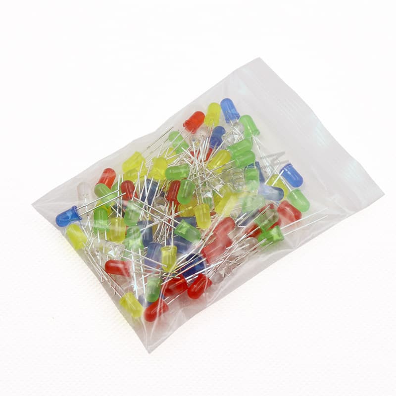 100pcs 5 Colors 5MM (Red Yellow Green Blue White) LED Lamp Beads Light Emitting Diode LED Kit Mixed